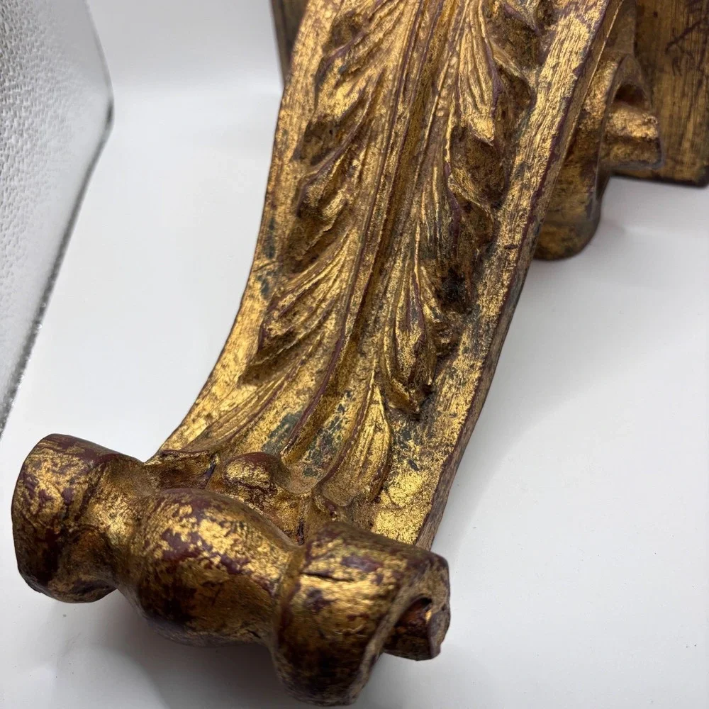 Vtg Florentine Florentia Gold Gilt Scroll Italian Wall Sconce Shelf
